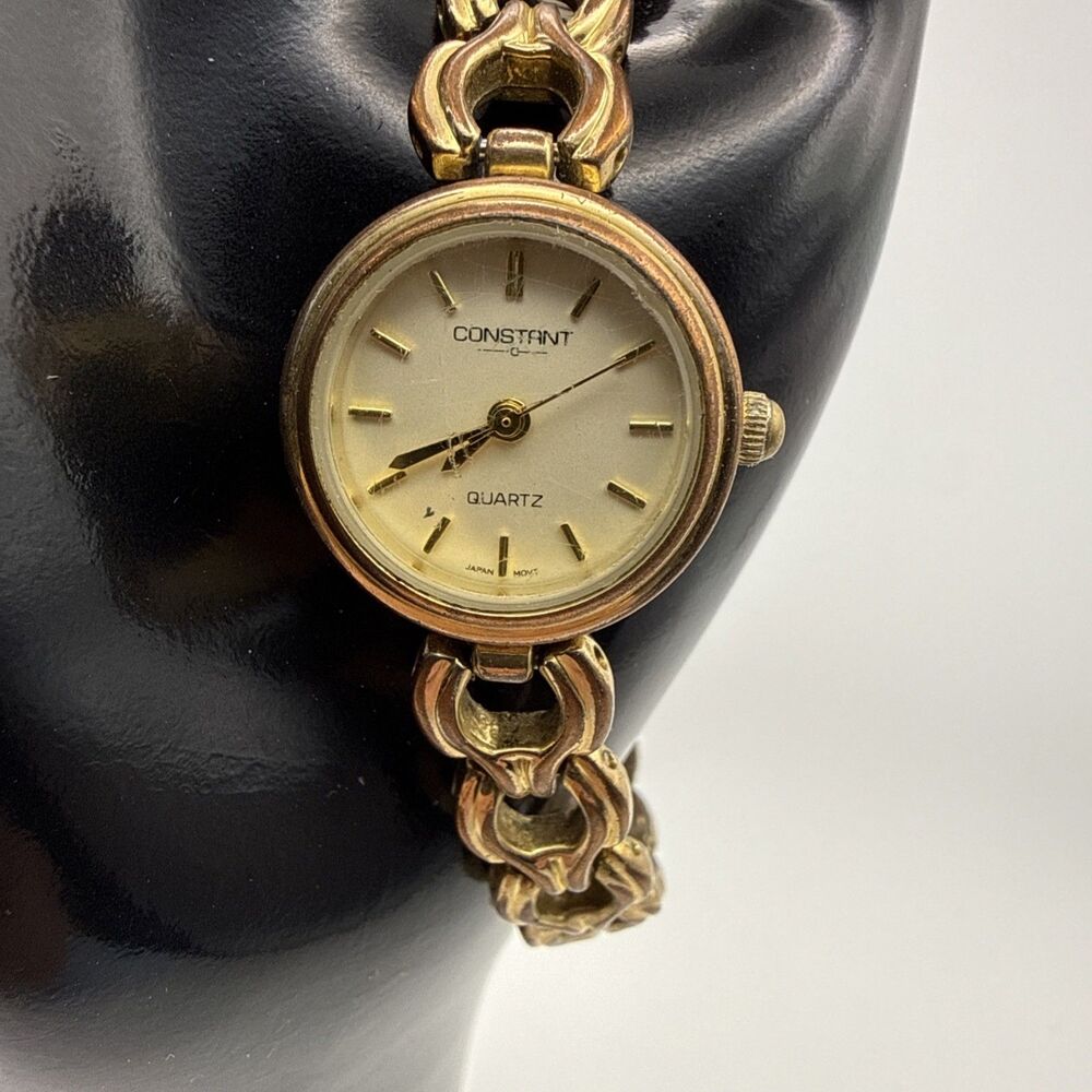 Constant women's gold tone luxury design  stainless steel link bracelet watch